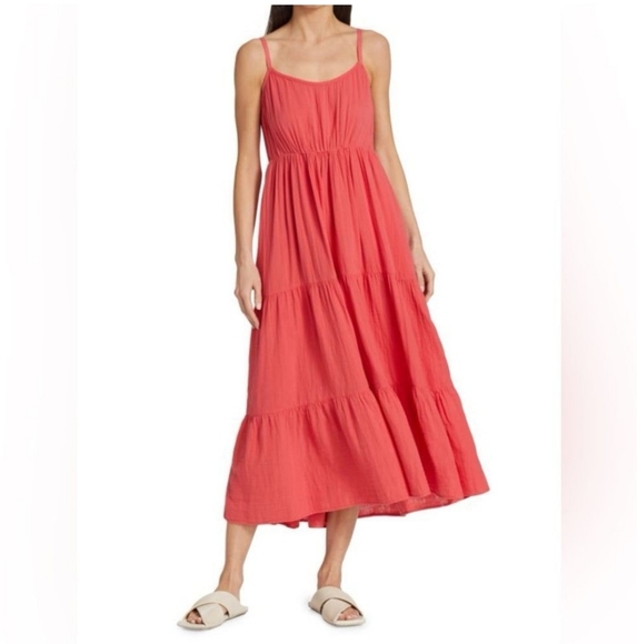 Xirena Ali Tiered Cotton Gauze Dress size small Ruby coral - Picture 1 of 4